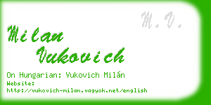 milan vukovich business card